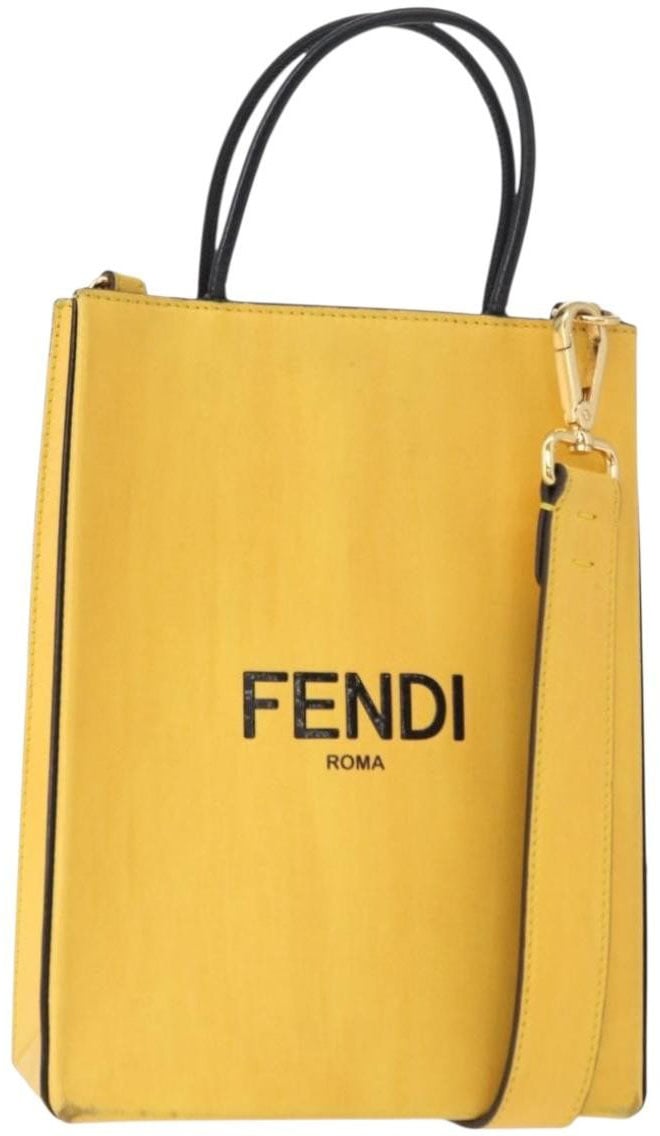 Fendi Fendi Pack Shopping Tote Leather Small Geel