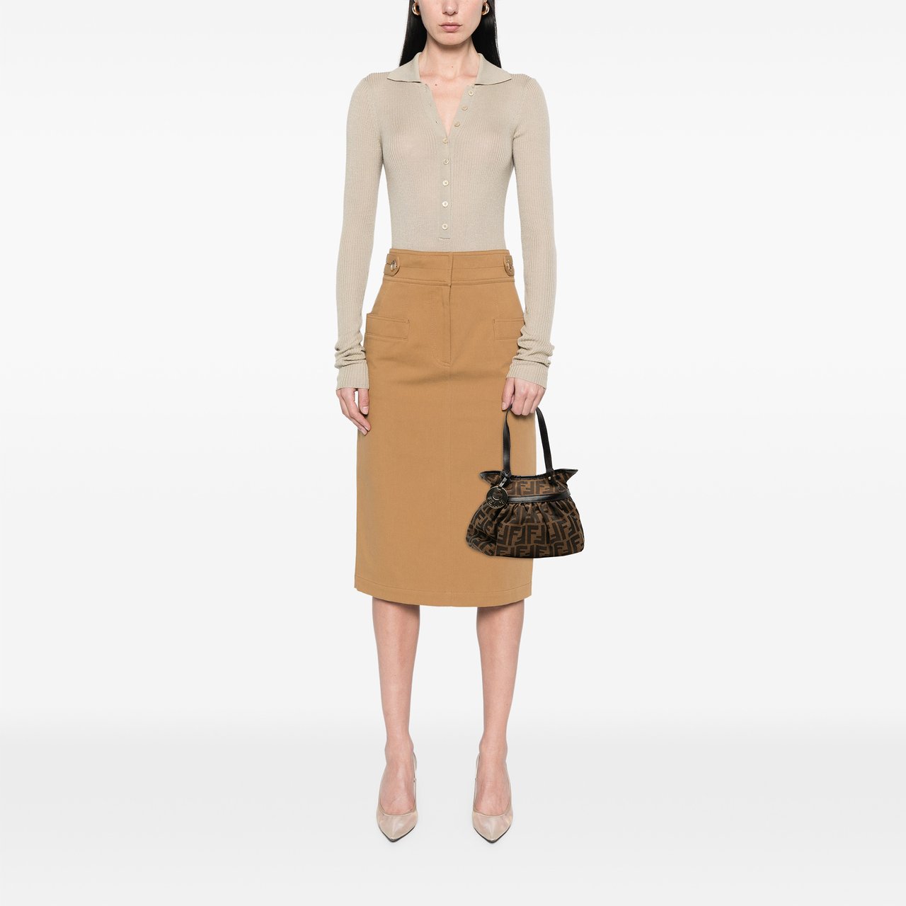 Fendi Mini Zucca Canvas Chef Handbag Bruin