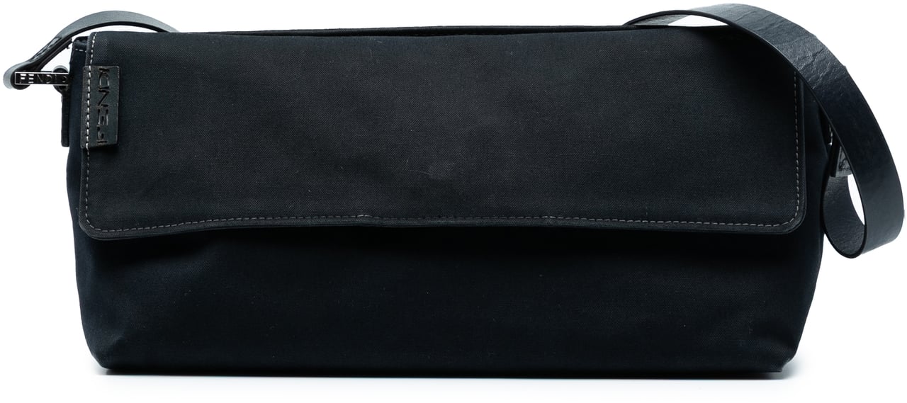 Fendi Canvas Baguette Shoulder Bag Zwart