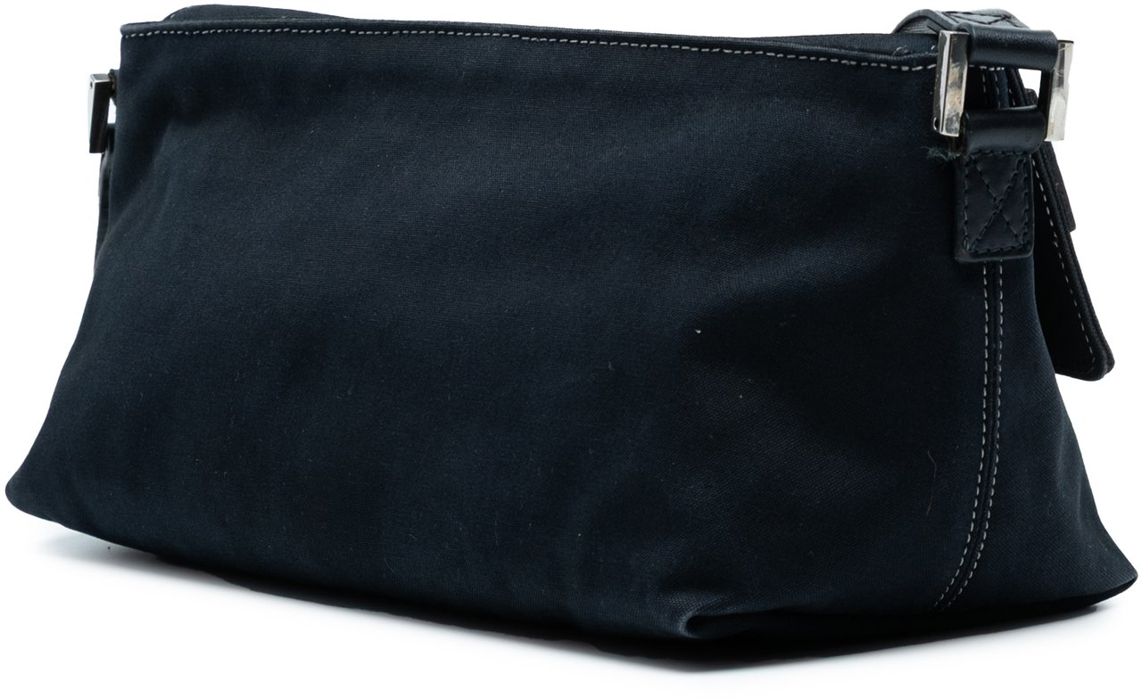 Fendi Canvas Baguette Shoulder Bag Zwart