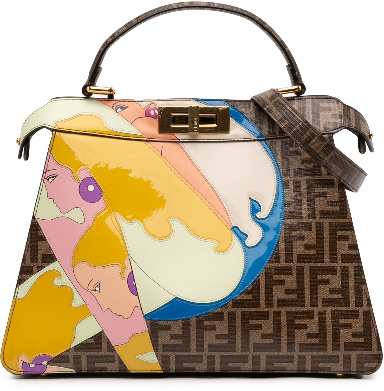 Fendi Antonio Lopez Medium Zucca Coated Canvas Peekaboo ISeeU Satchel Bruin