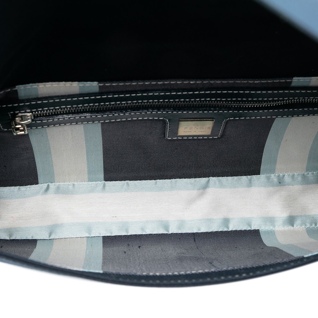 Fendi Canvas FF Marble Baguette Shoulder Bag Blauw