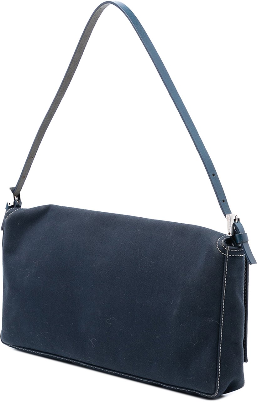 Fendi Canvas FF Marble Baguette Shoulder Bag Blauw