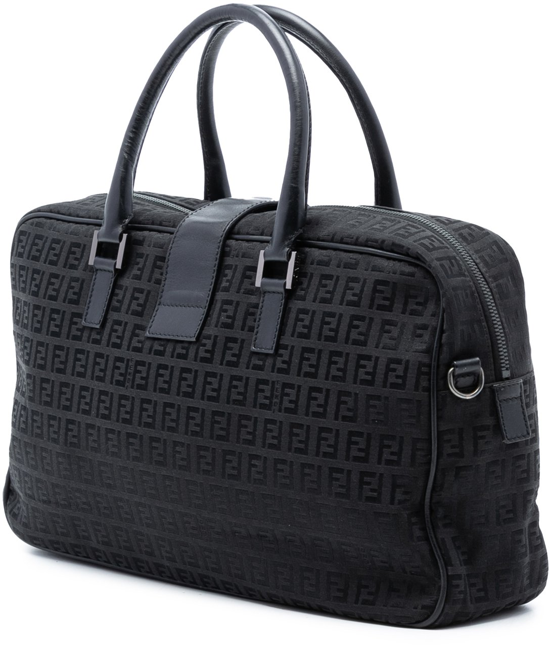 Fendi Zucchino Canvas Satchel Zwart