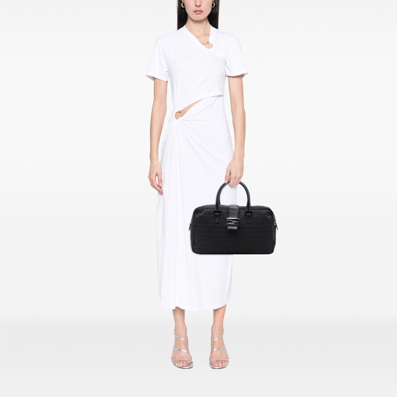 Fendi Zucchino Canvas Satchel Zwart