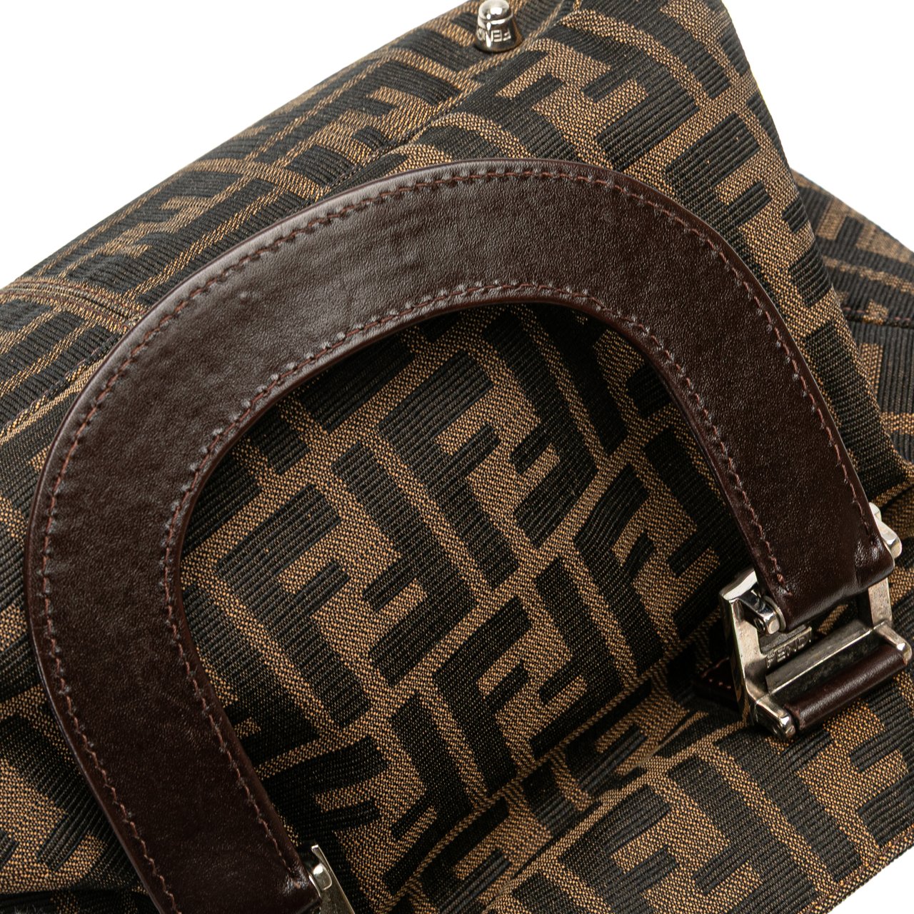 Fendi Small Zucca Canvas Twins Tote Bruin