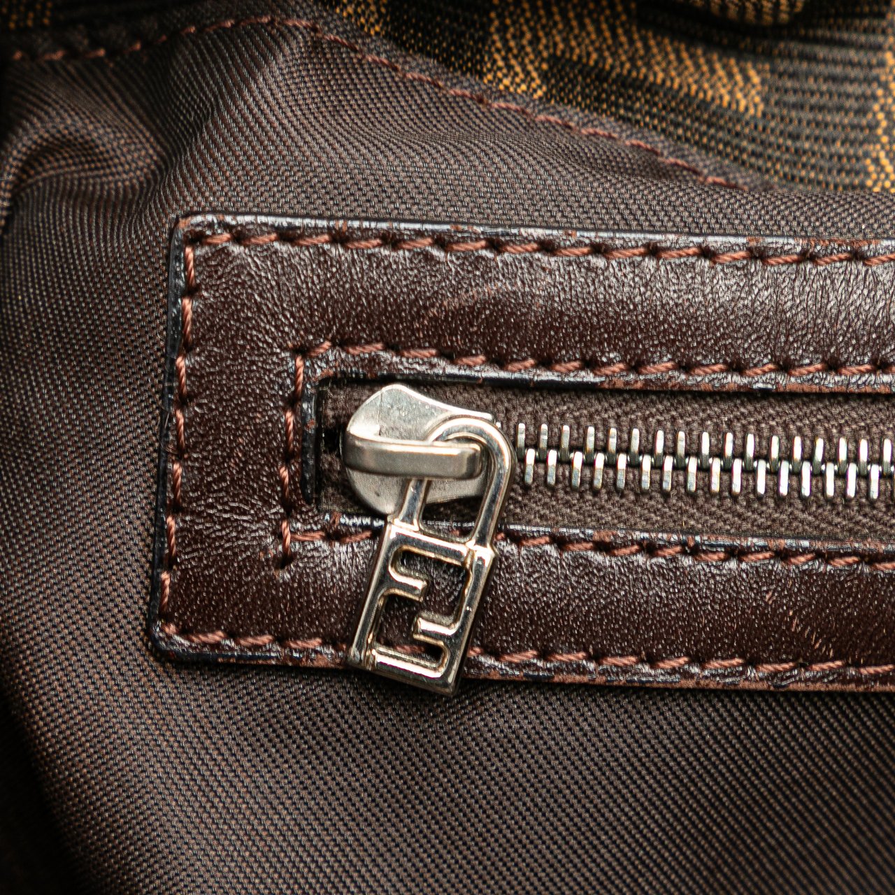 Fendi Small Zucca Canvas Twins Tote Bruin