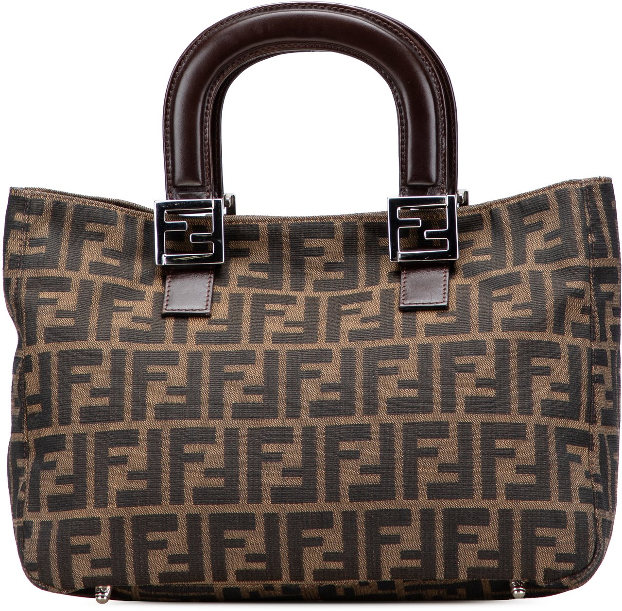 Fendi Small Zucca Canvas Twins Tote Bruin