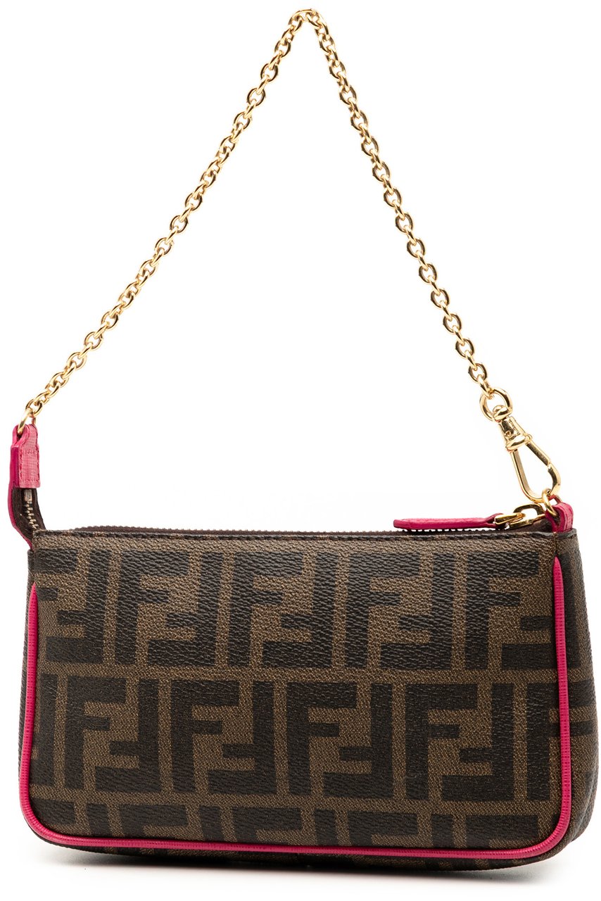 Fendi Zucca Spalmati Chain Pochette Bruin