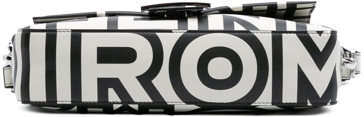 Fendi Marc Jacobs Nappa Vitello King Logo Print Baguette Satchel Wit
