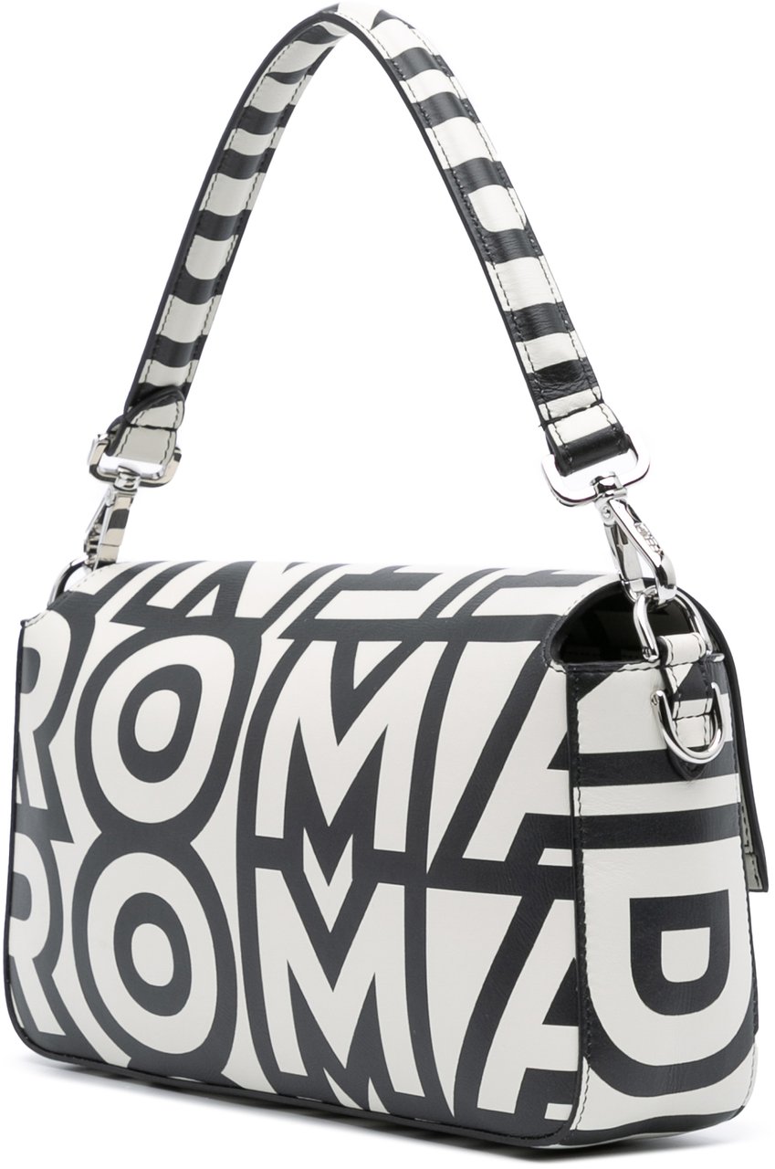 Fendi Marc Jacobs Nappa Vitello King Logo Print Baguette Satchel Wit