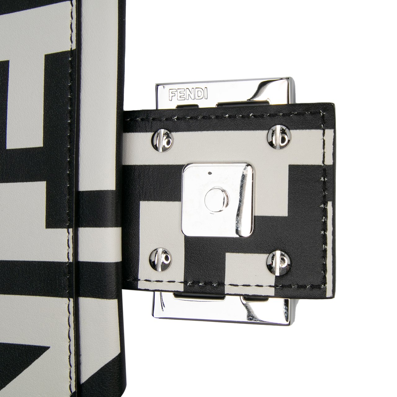 Fendi Marc Jacobs Nappa Vitello King Logo Print Baguette Satchel Wit