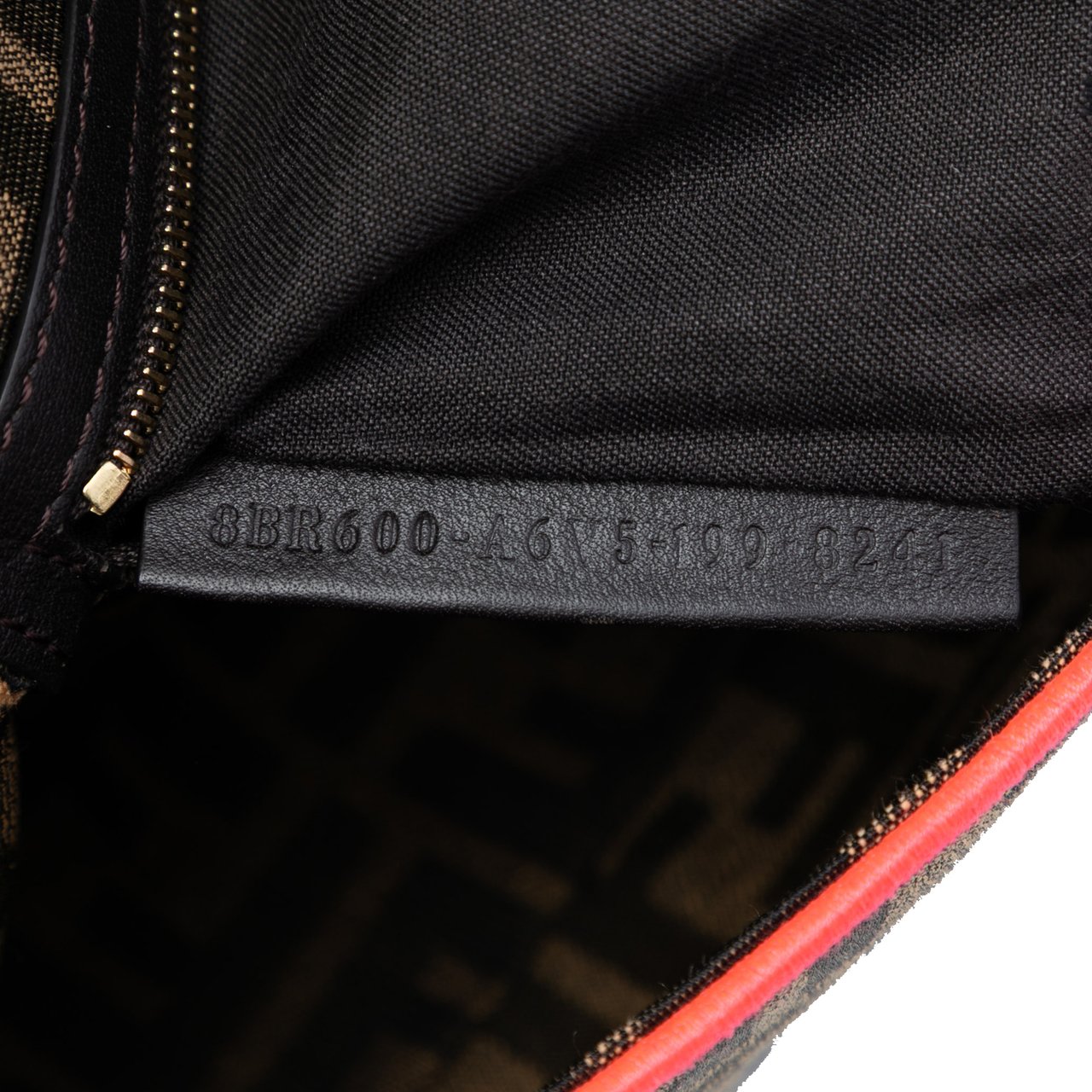 Fendi Medium Zucca Canvas Fluo Trim Baguette Satchel Bruin