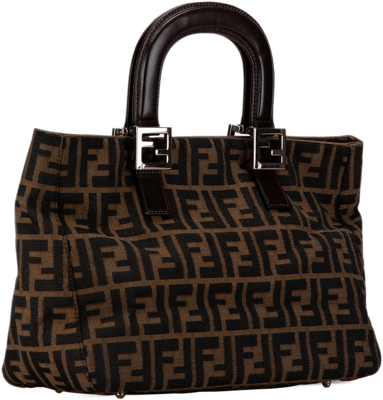 Fendi Small Zucca Canvas Twins Tote Bruin