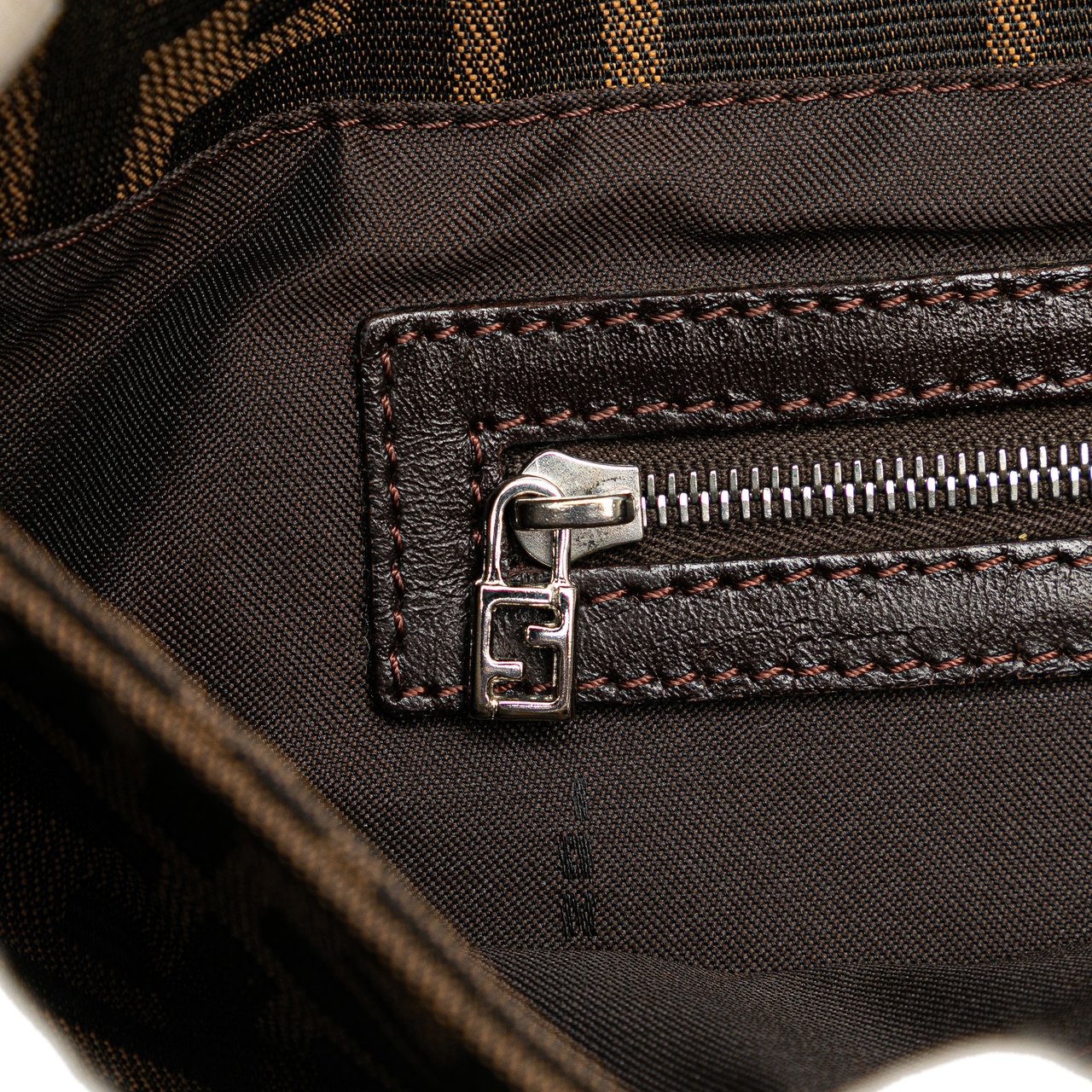 Fendi Small Zucca Canvas Twins Tote Bruin