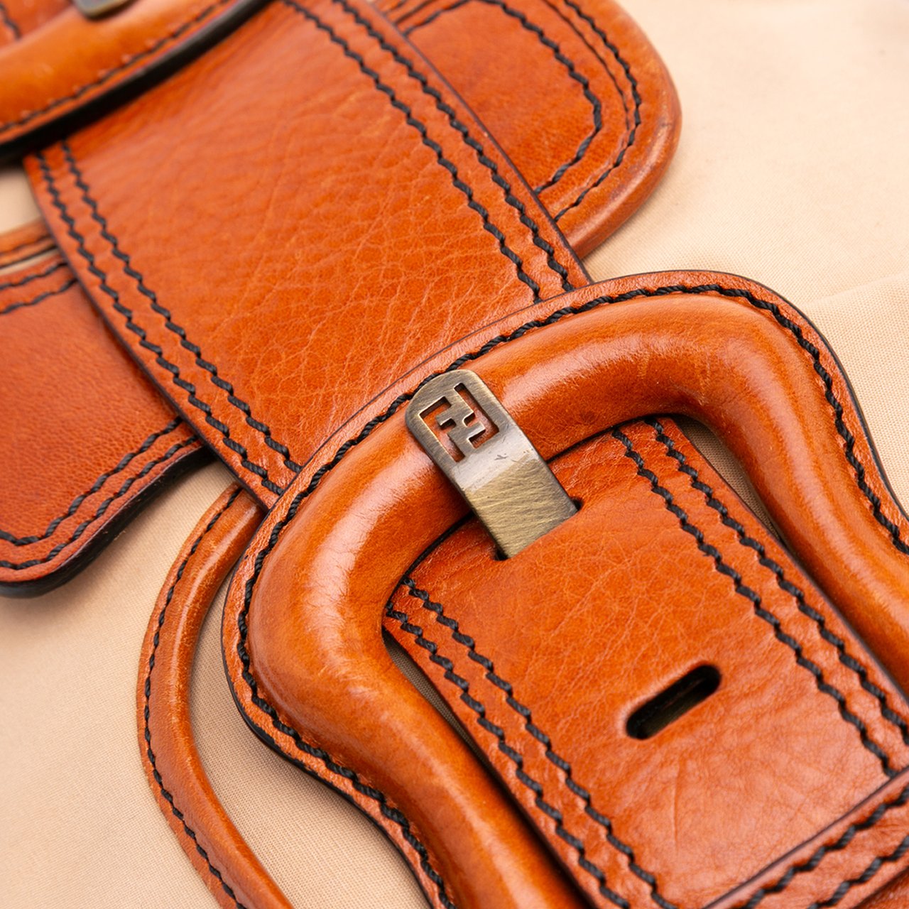 Fendi Nylon and Leather B Bis Shoulder Bag Bruin