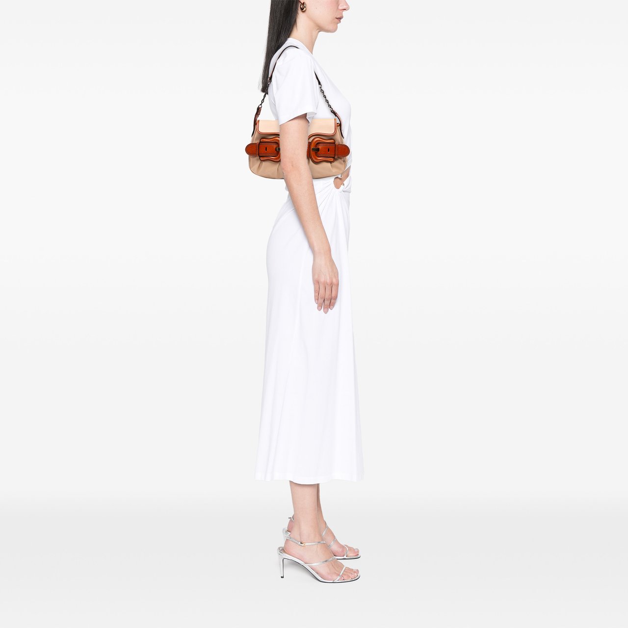 Fendi Nylon and Leather B Bis Shoulder Bag Bruin