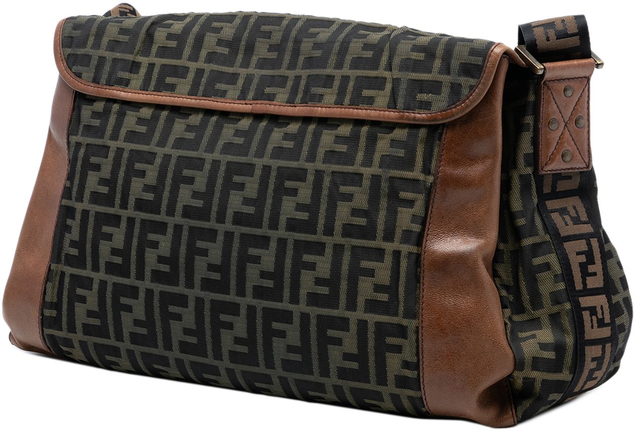 Fendi Zucca Canvas FF Messenger Bag Bruin