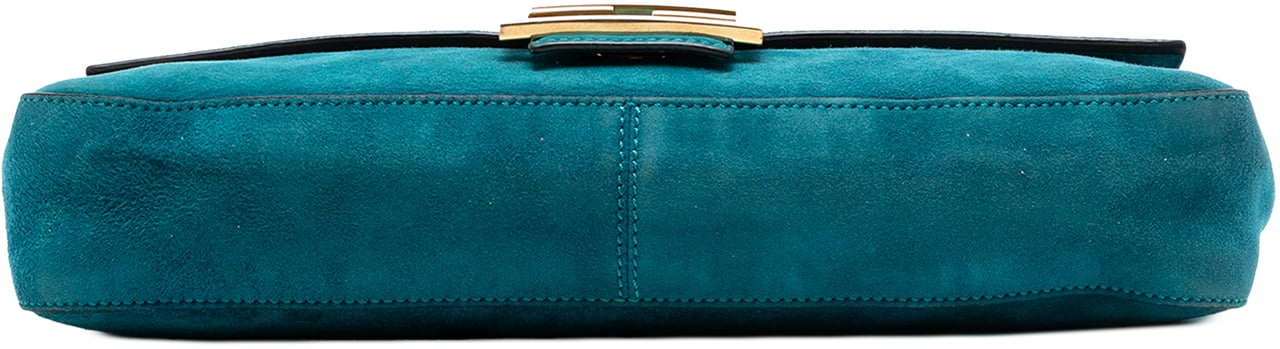 Fendi Large Suede Chamois Baguette Satchel Blauw