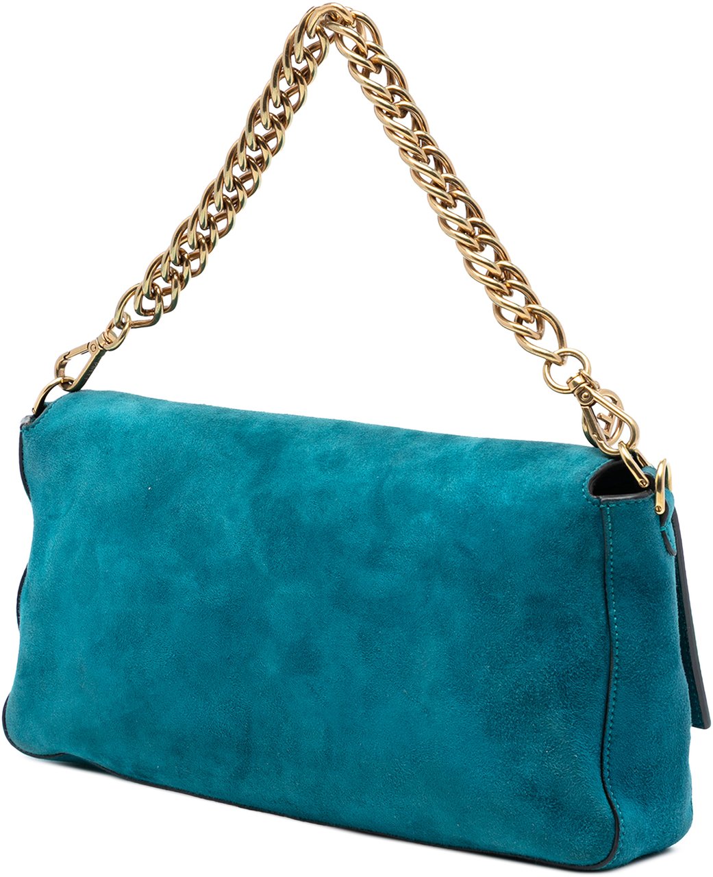 Fendi Large Suede Chamois Baguette Satchel Blauw