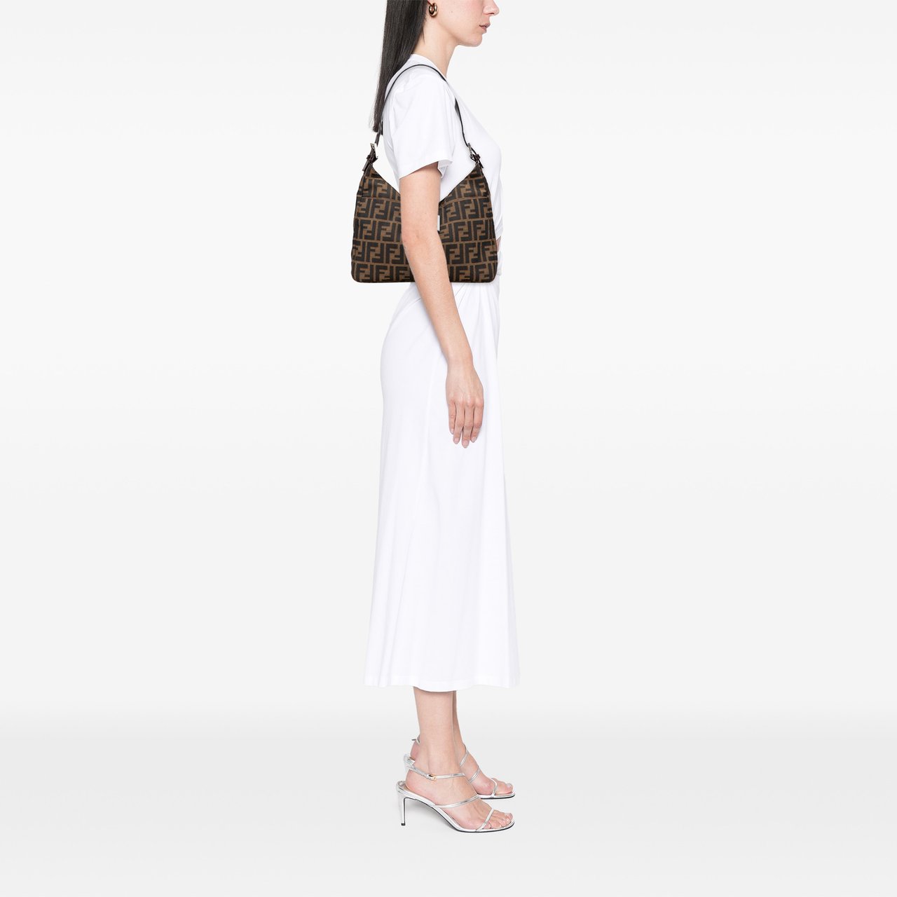 Fendi Zucca Canvas Shoulder Bag Bruin