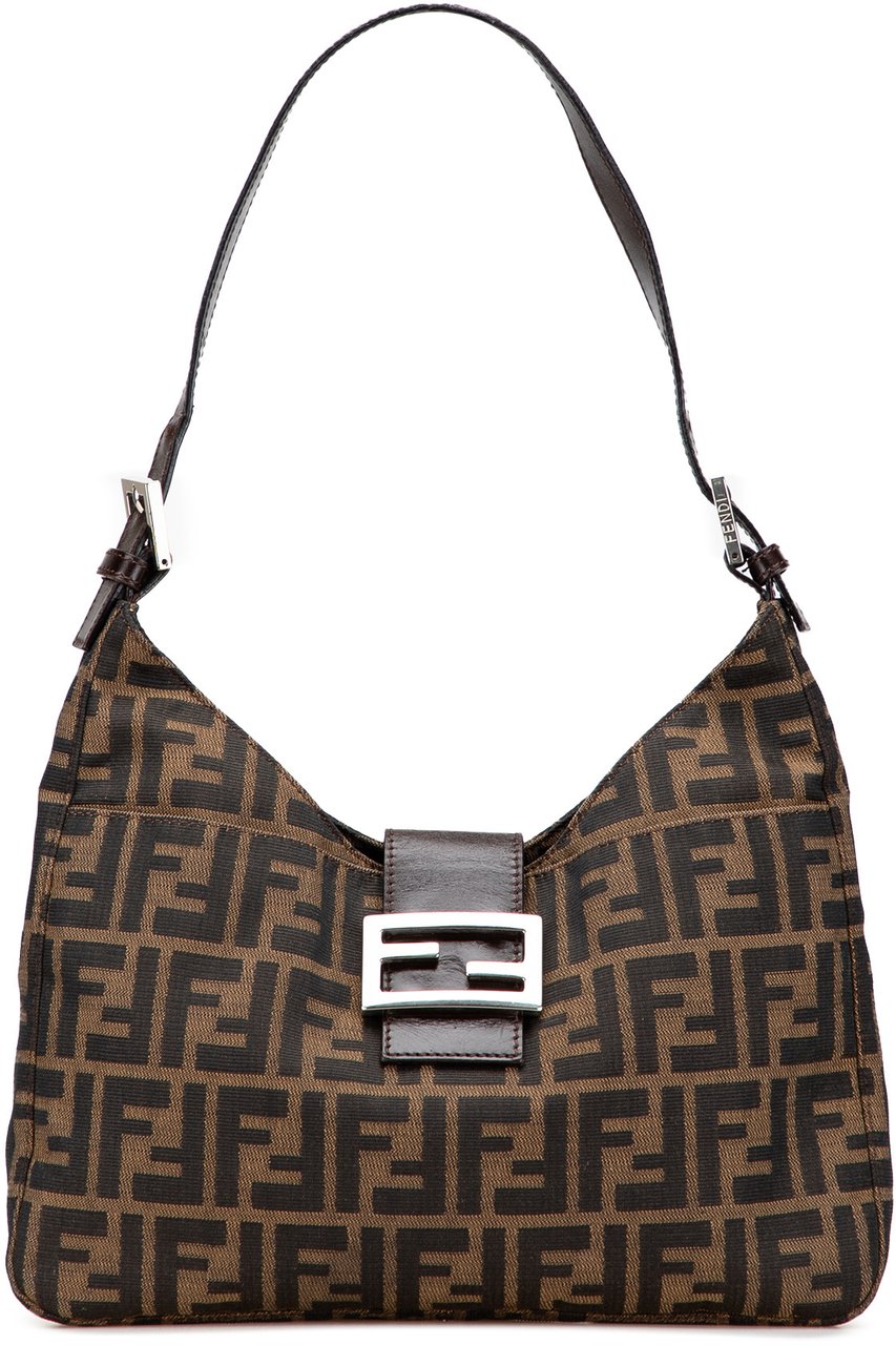 Fendi Zucca Canvas Shoulder Bag Bruin