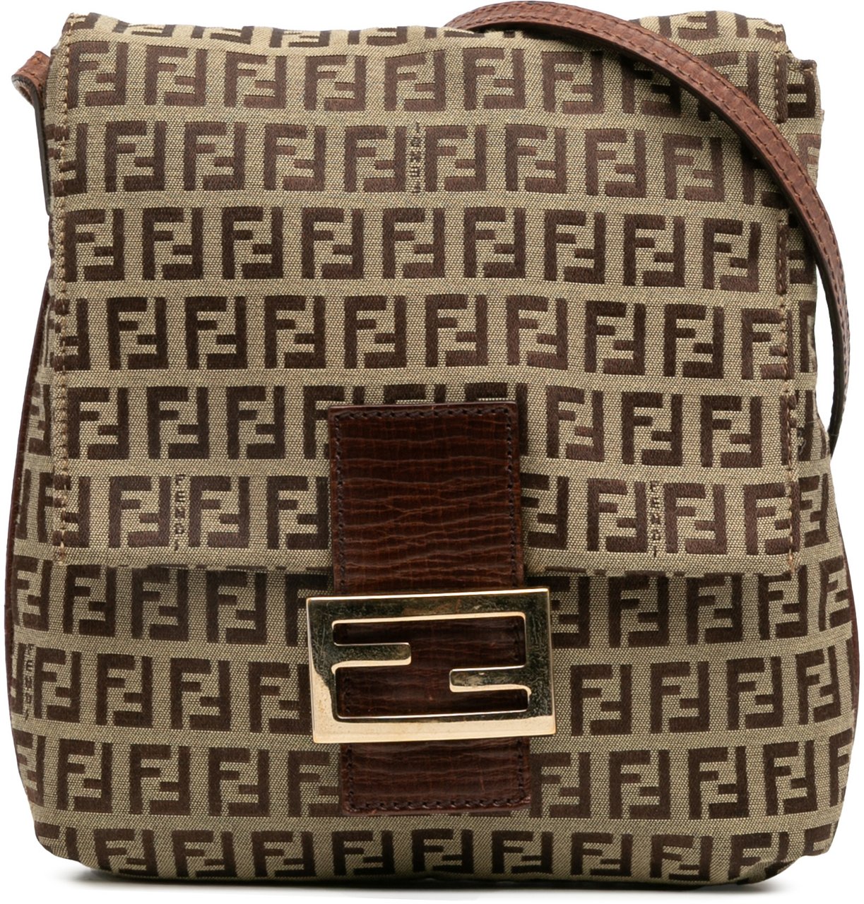 Fendi Zucchino Canvas Crossbody Bruin