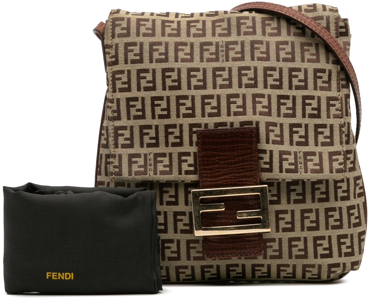 Fendi Zucchino Canvas Crossbody Bruin