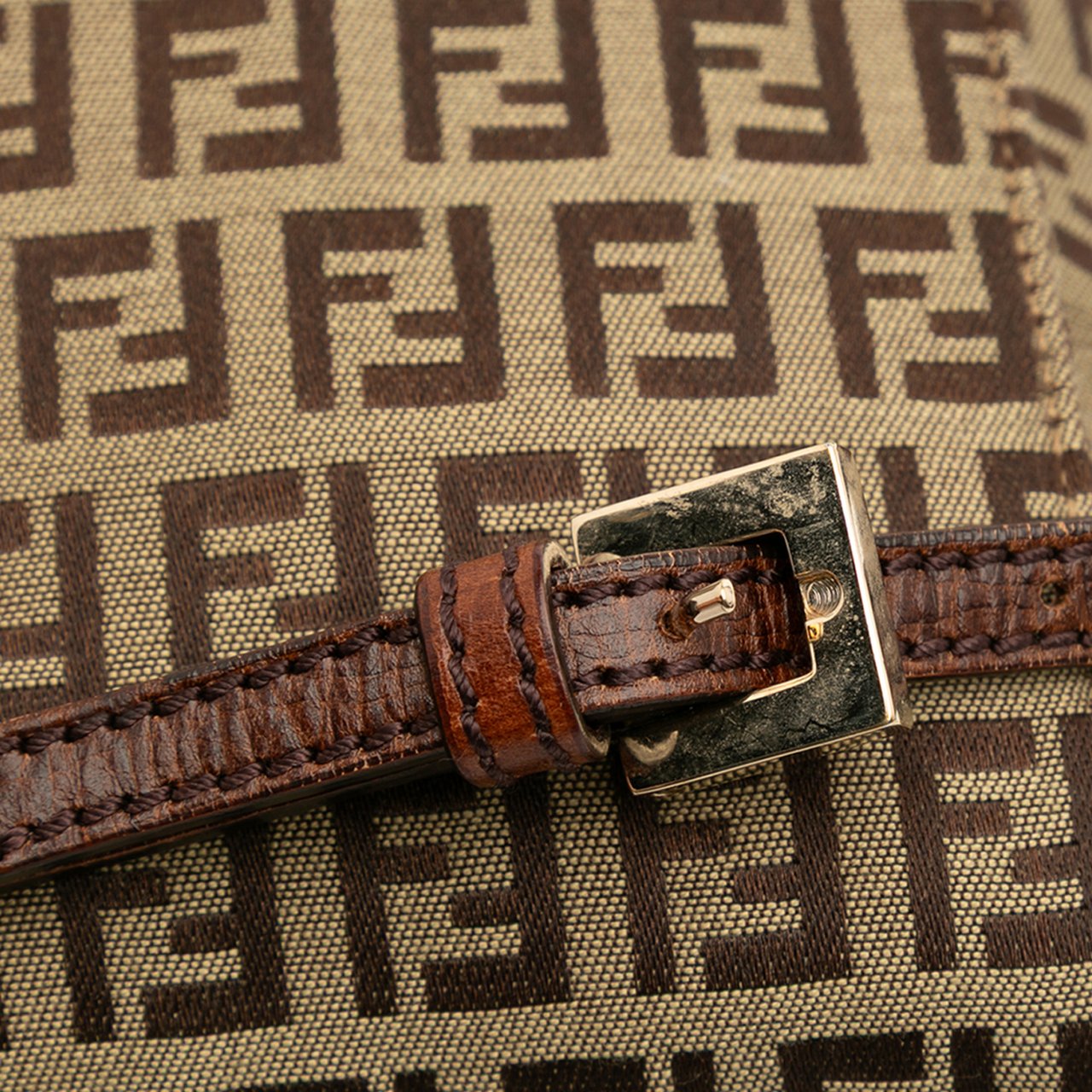 Fendi Zucchino Canvas Crossbody Bruin