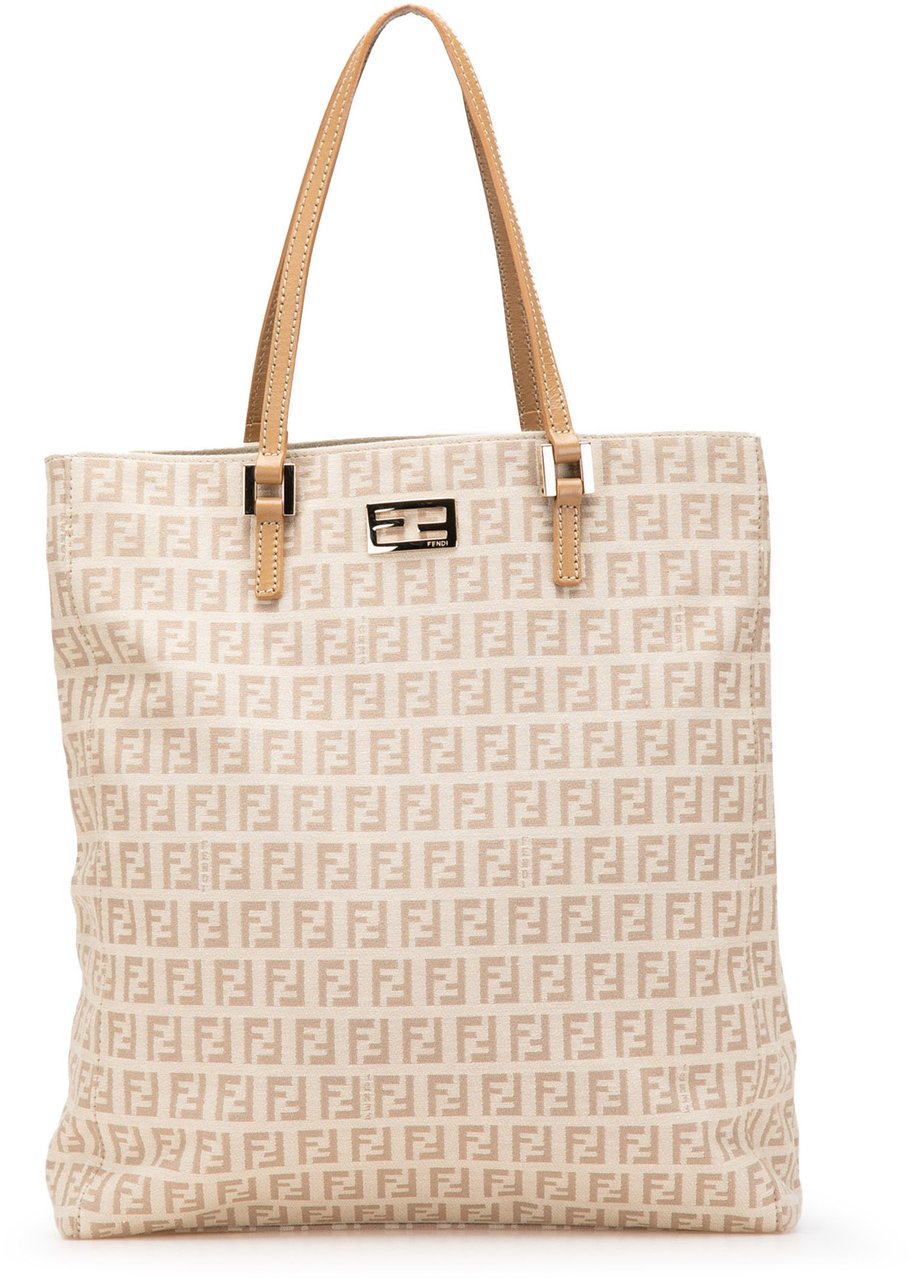 Fendi Zucchino Canvas Tote Bruin