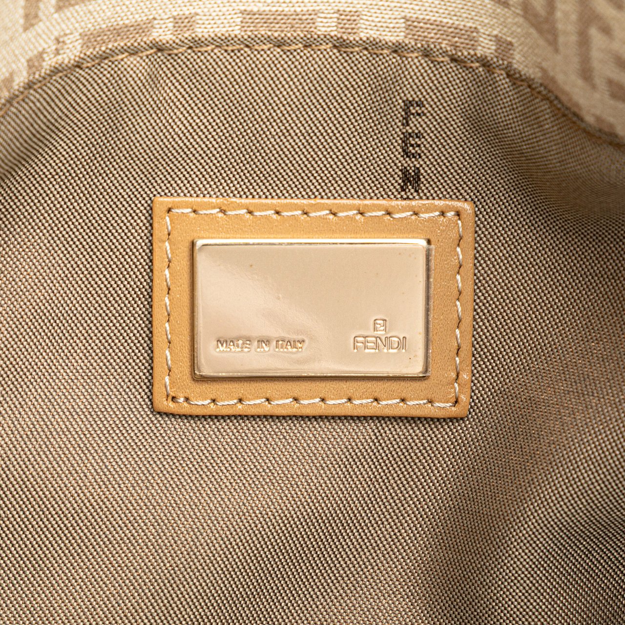 Fendi Zucchino Canvas Tote Bruin