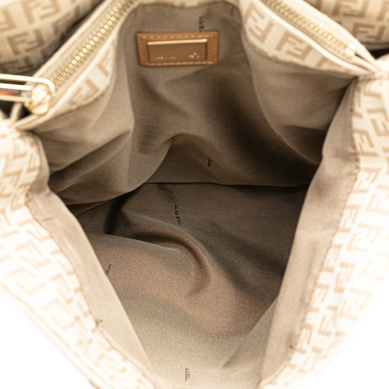 Fendi Zucchino Canvas Tote Bruin