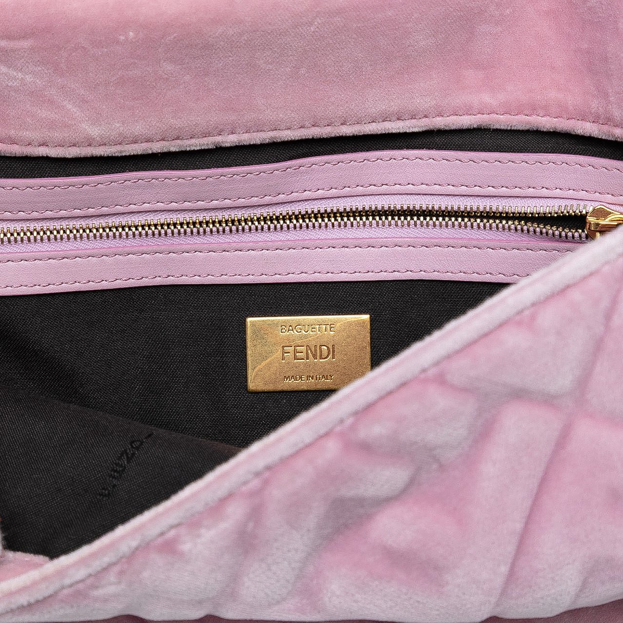 Fendi Zucca Embossed Velvet Baguette Satchel Roze