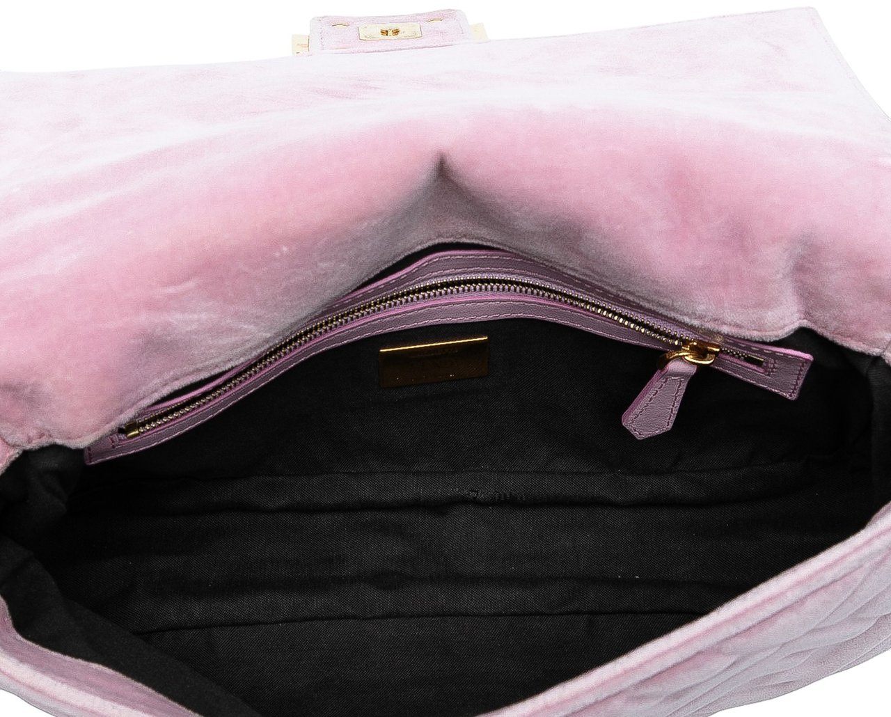 Fendi Zucca Embossed Velvet Baguette Satchel Roze