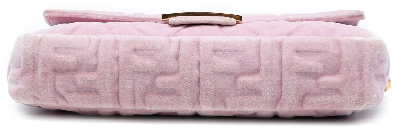 Fendi Zucca Embossed Velvet Baguette Satchel Roze