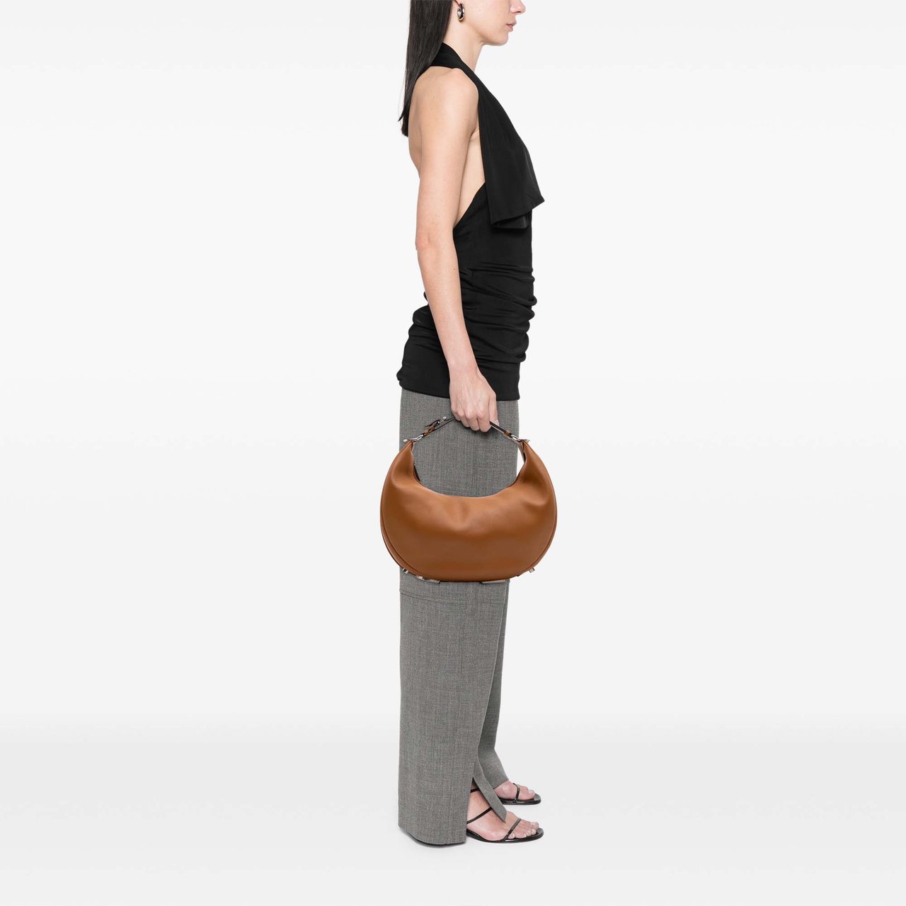 Fendi Medium Leather Fendigraphy Hobo Bruin