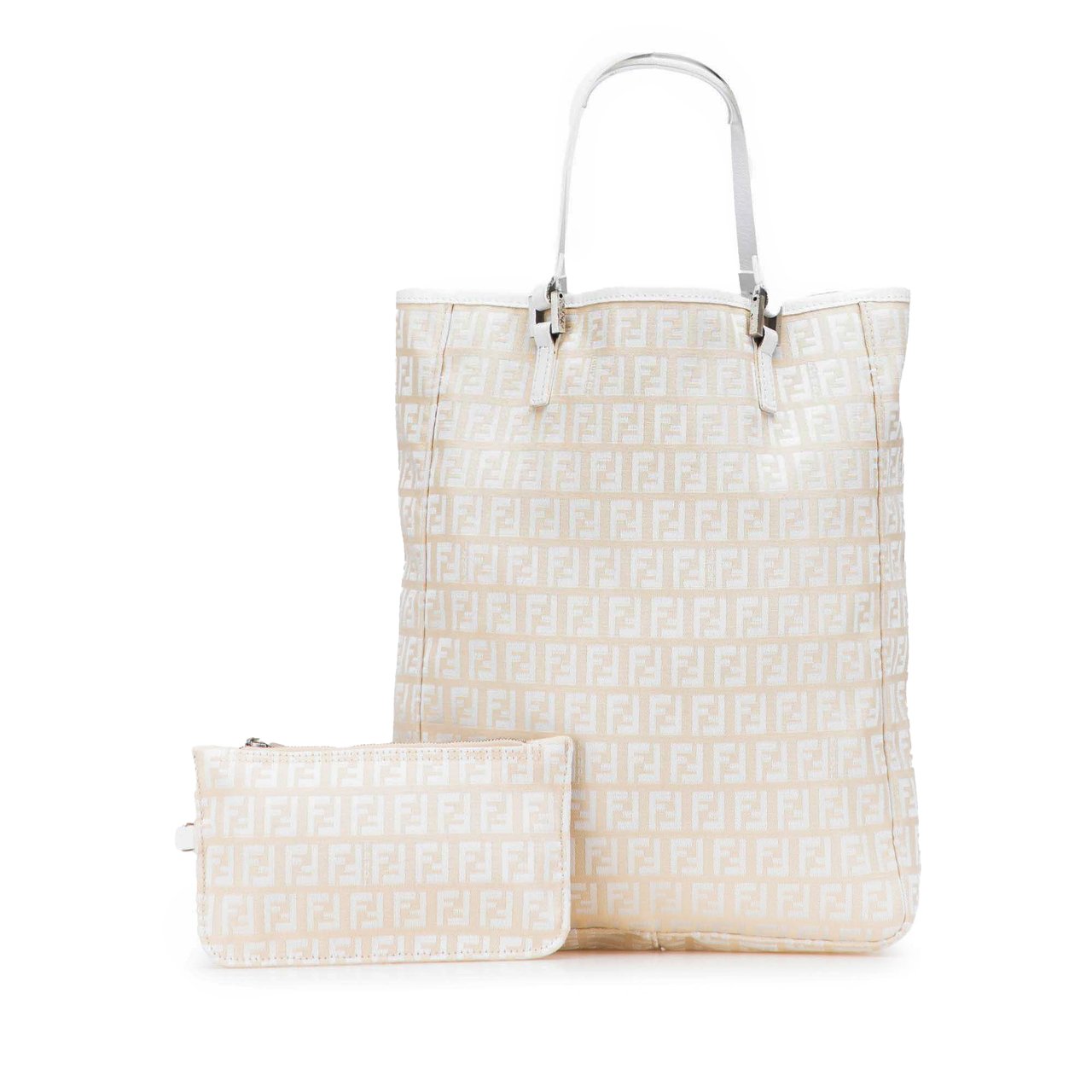 Fendi Zucchino Canvas Tote Bruin