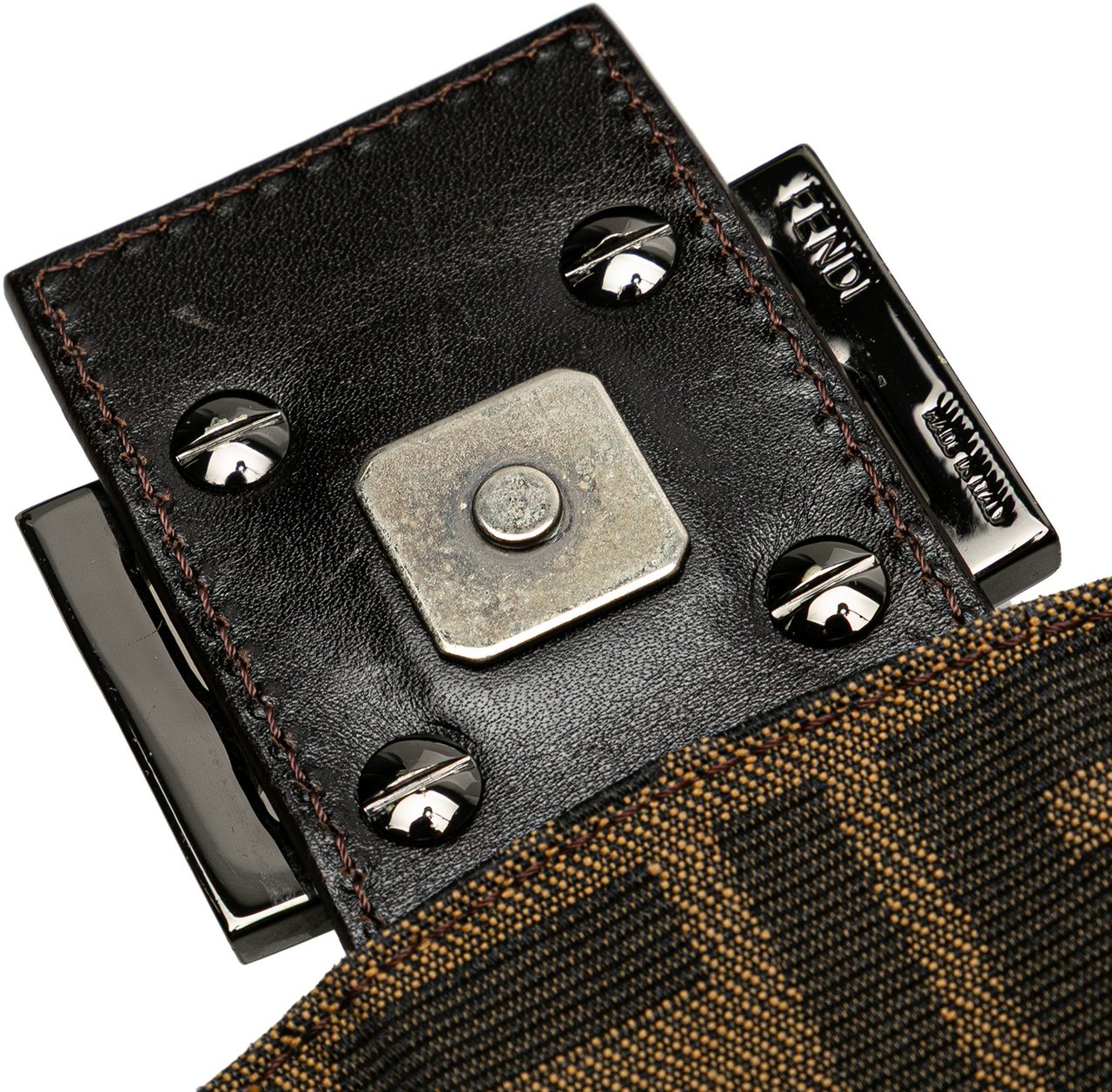 Fendi Zucca Canvas Double Flap Shoulder Bag Bruin