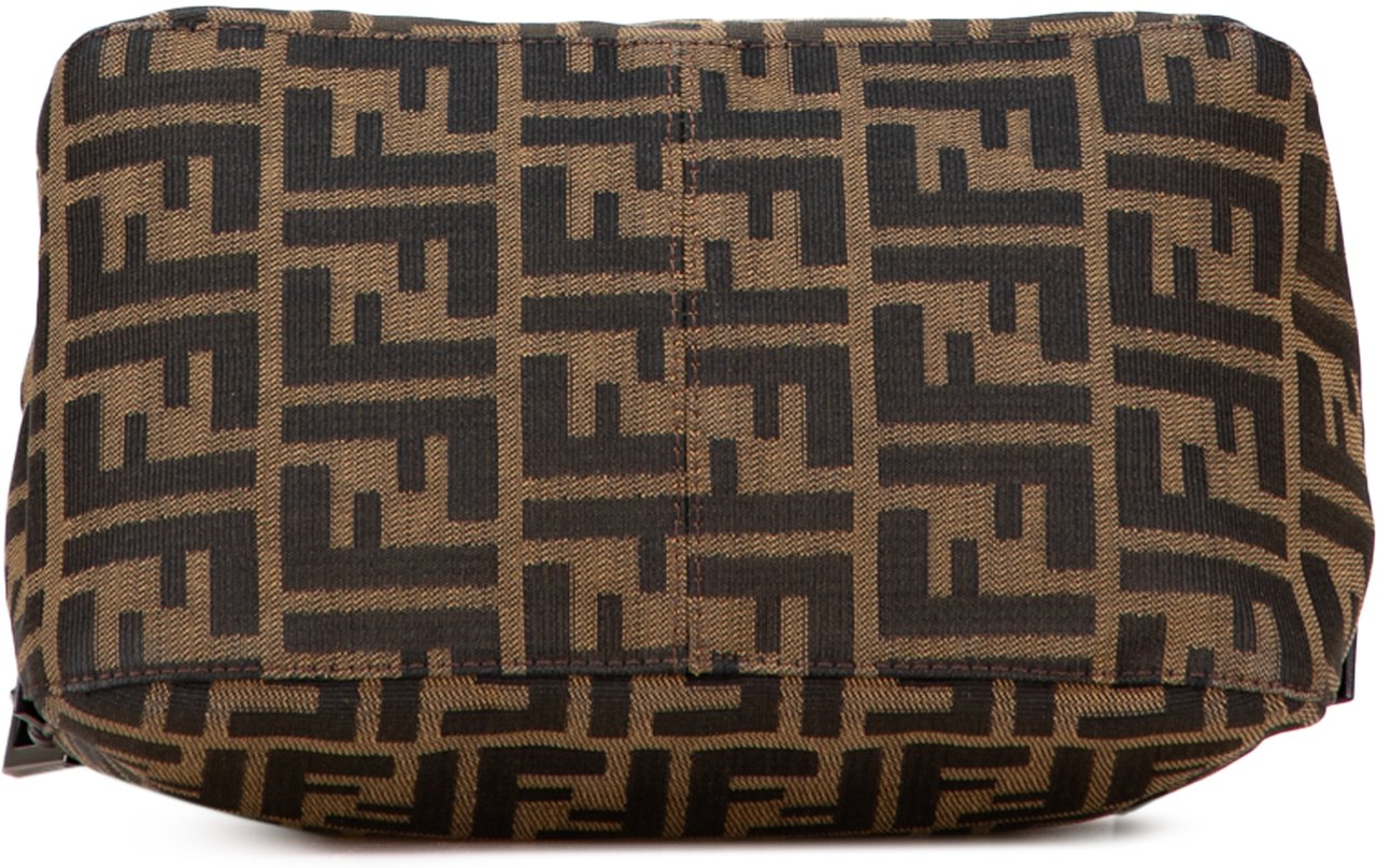 Fendi Zucca Canvas Double Flap Shoulder Bag Bruin