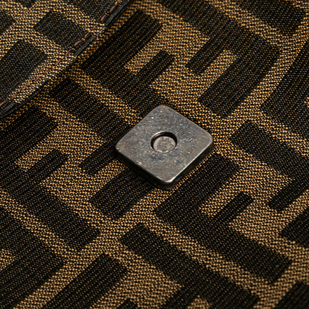 Fendi Zucca Canvas Double Flap Shoulder Bag Bruin