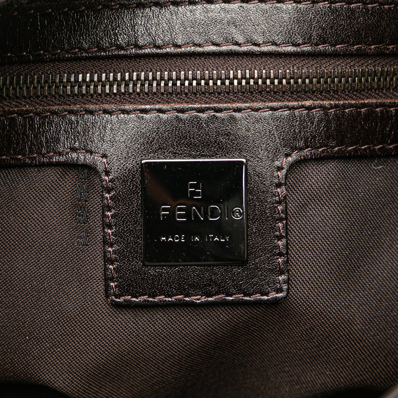 Fendi Zucca Canvas Double Flap Shoulder Bag Bruin