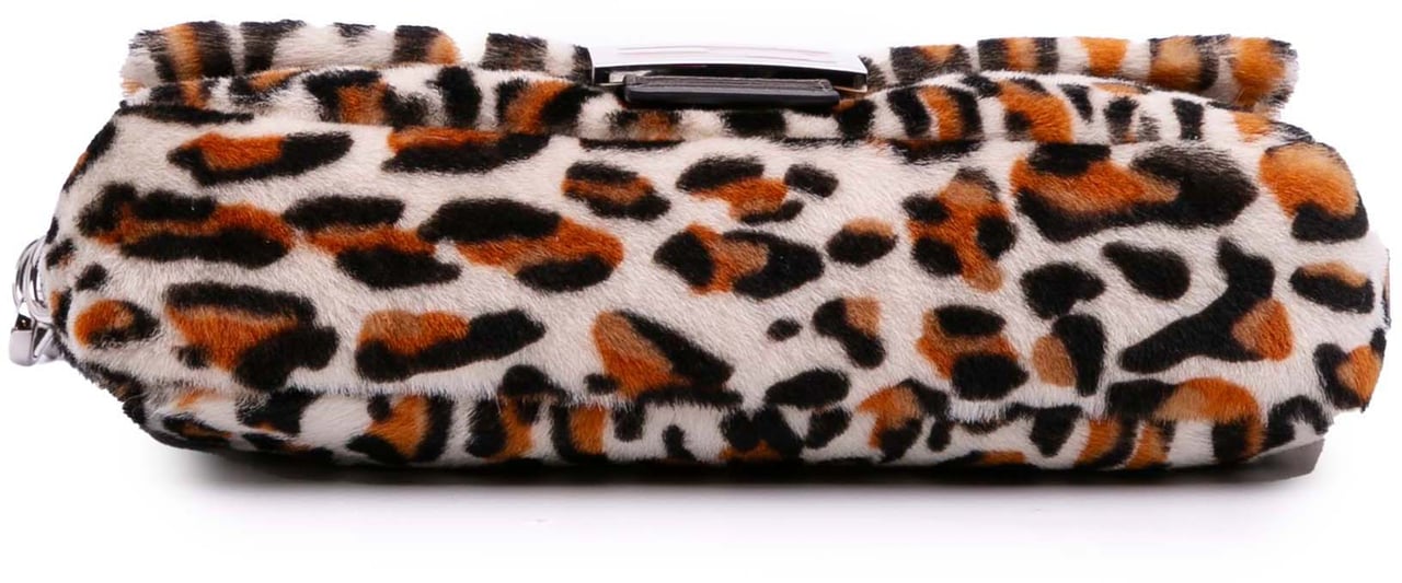 Fendi Leopard Print Calf Hair Baguette Satchel Bruin