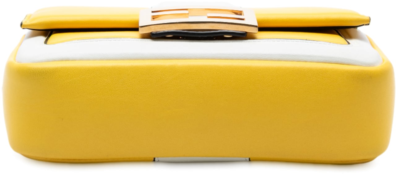 Fendi Mini Bicolor Nappa Apolo Chain Baguette Shoulder Bag Geel