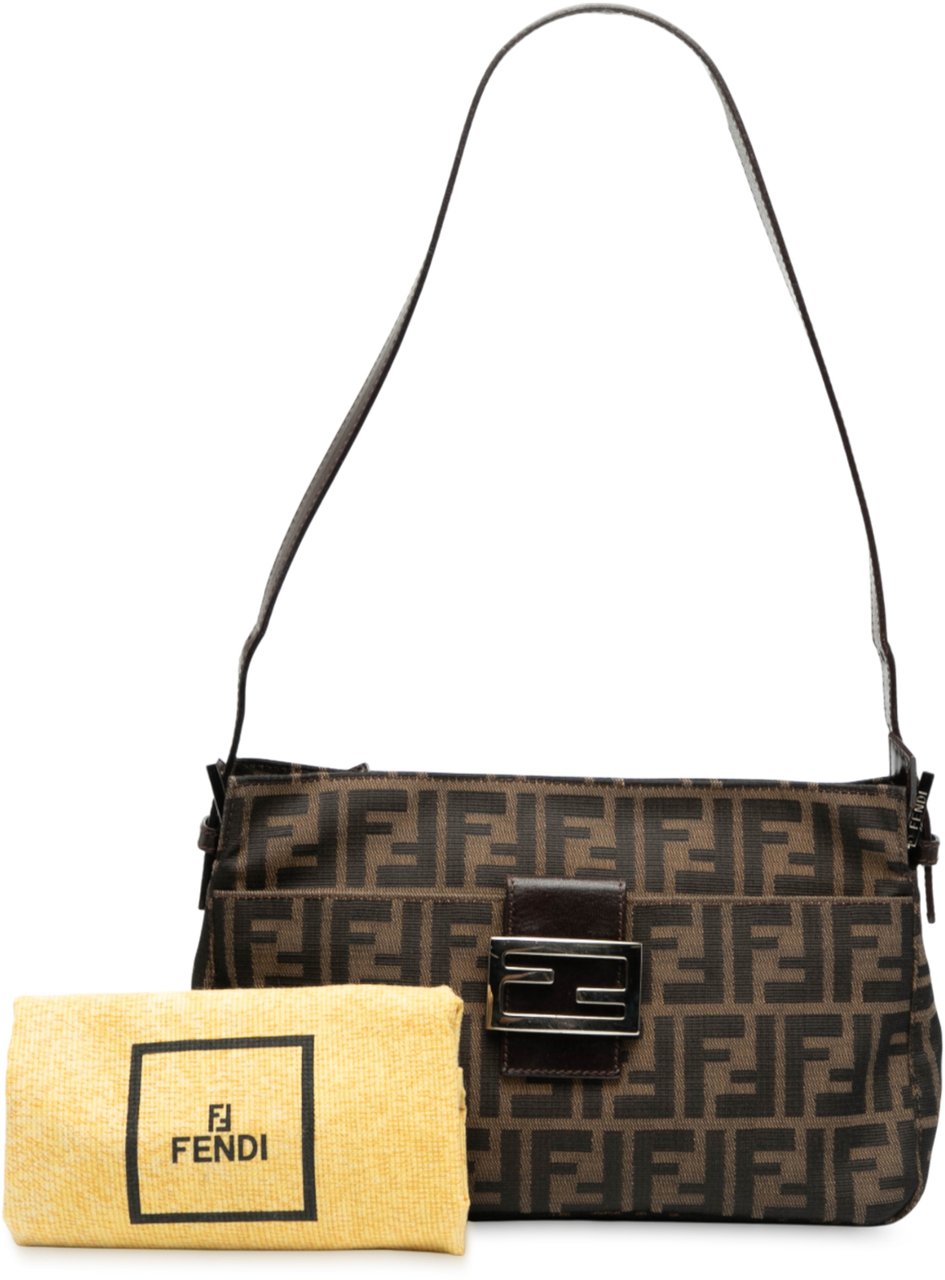 Fendi Zucca Canvas Shoulder Bag Bruin