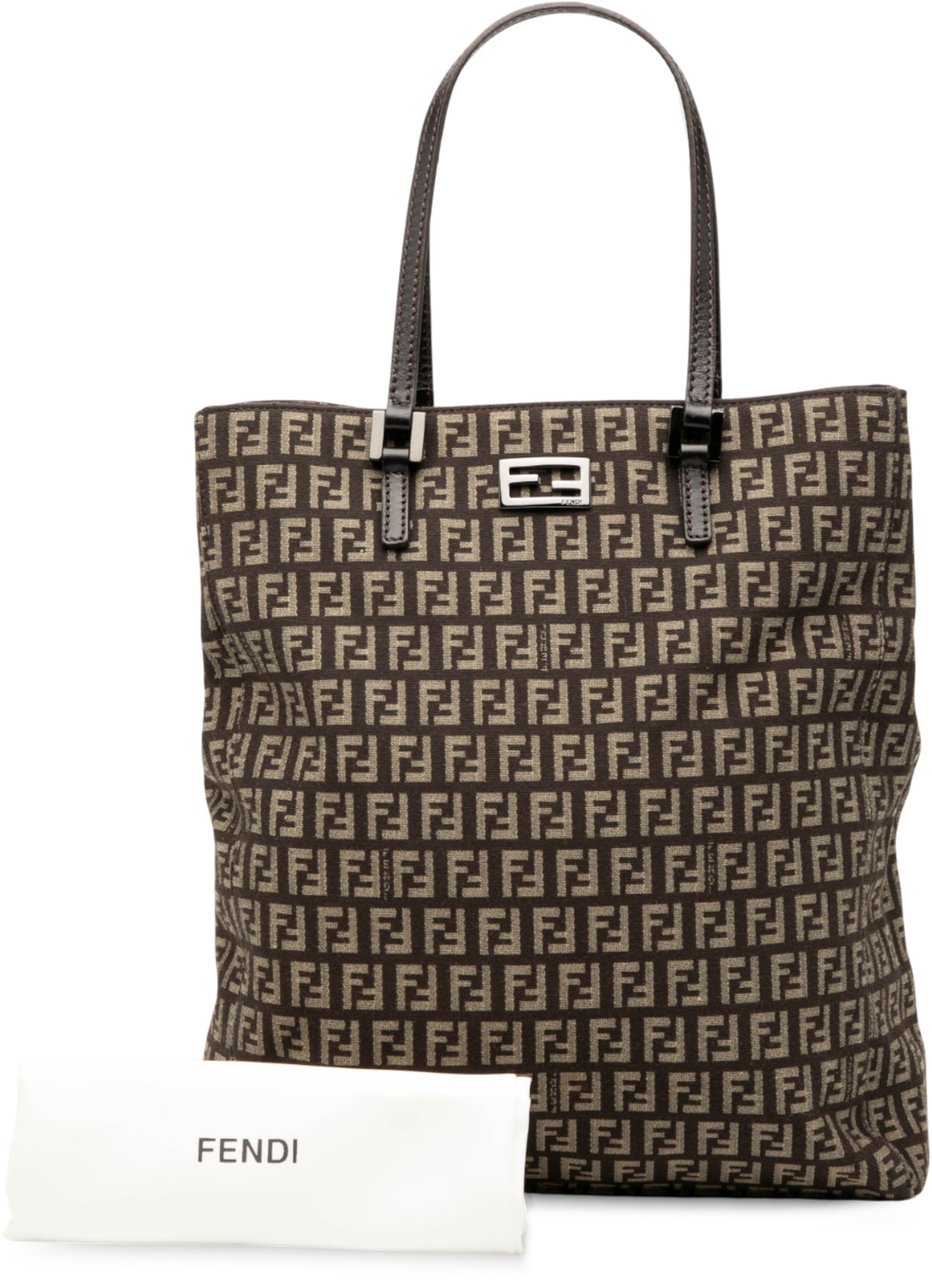 Fendi Zucchino Canvas Tote Bruin