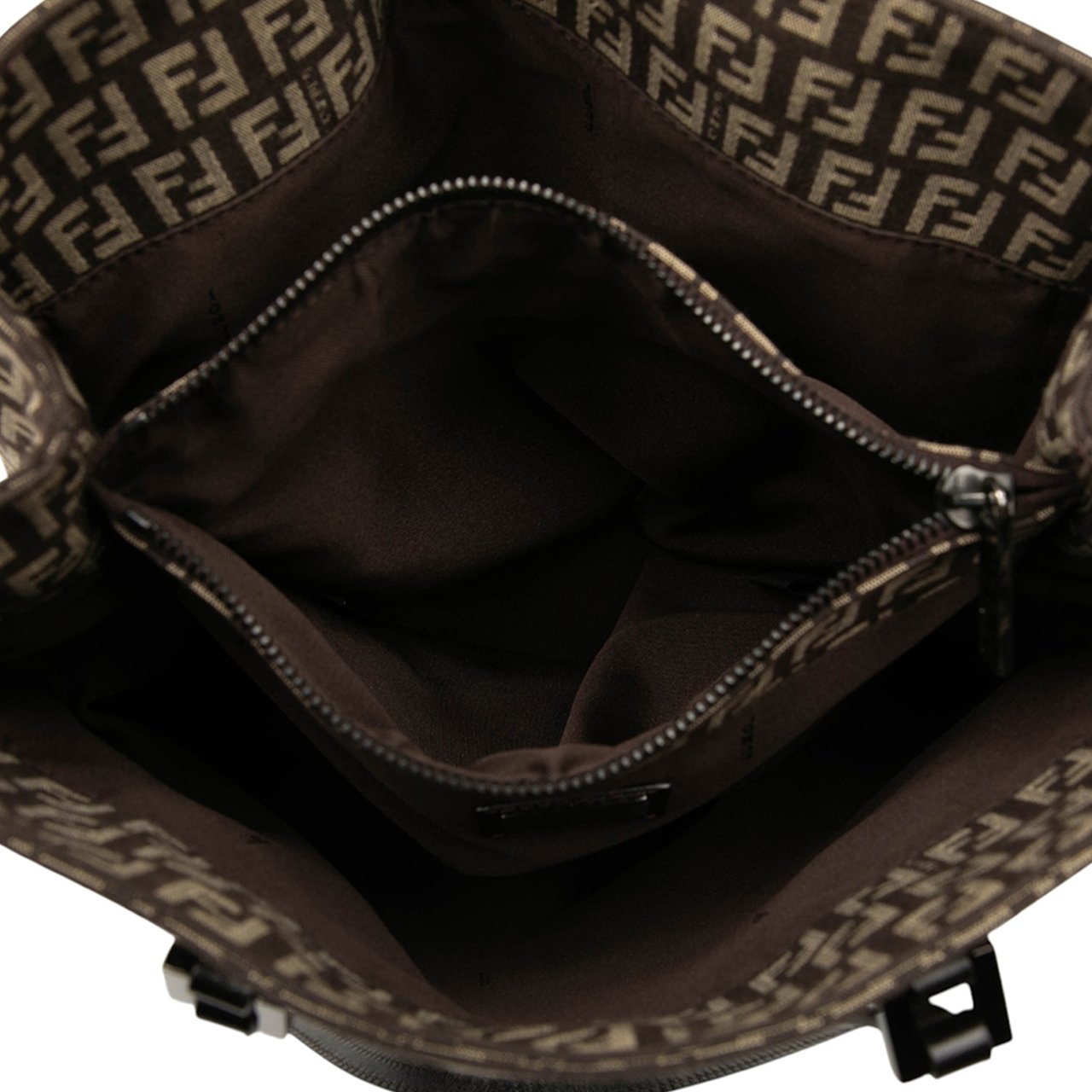 Fendi Zucchino Canvas Tote Bruin