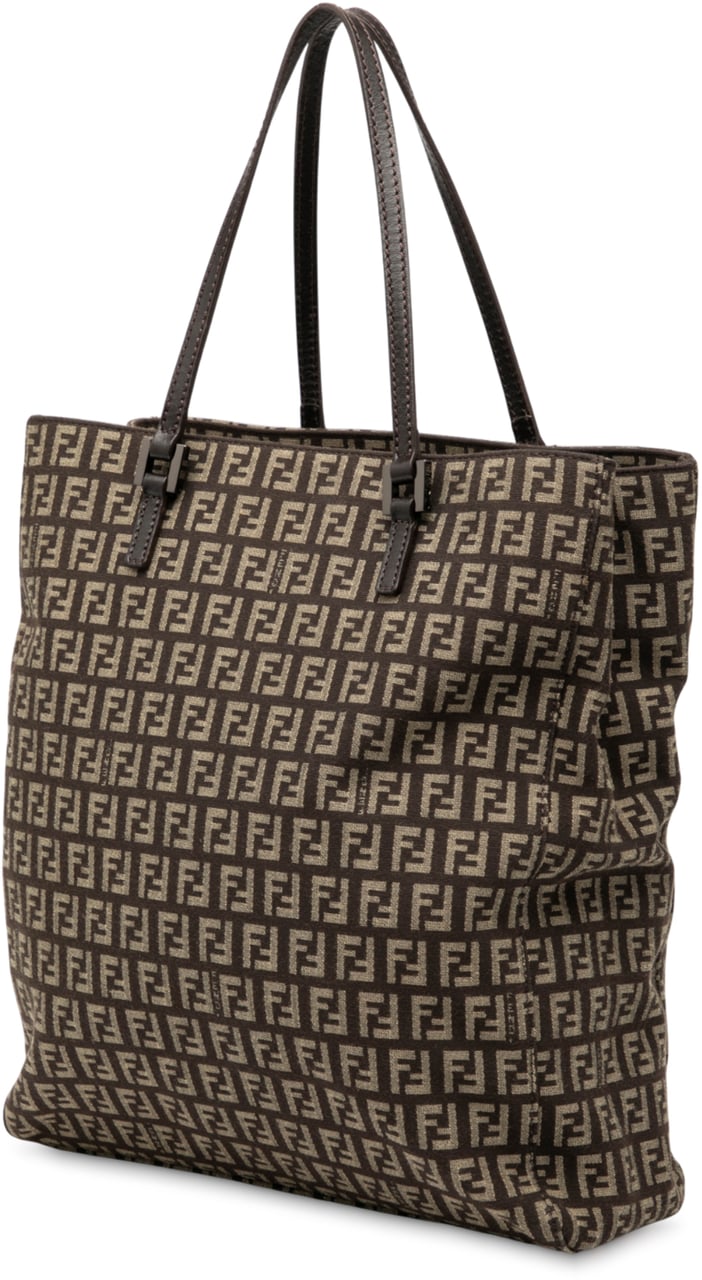 Fendi Zucchino Canvas Tote Bruin