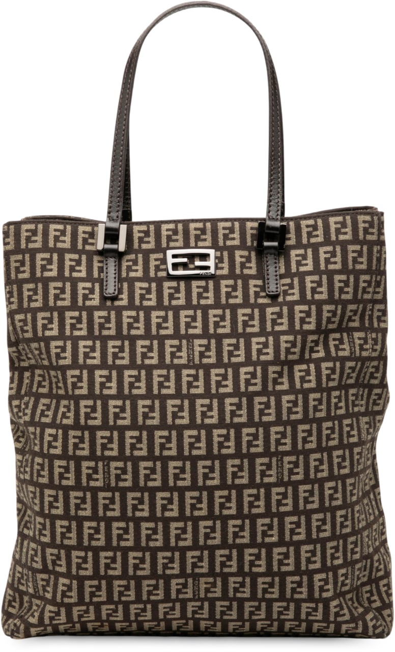 Fendi Zucchino Canvas Tote Bruin