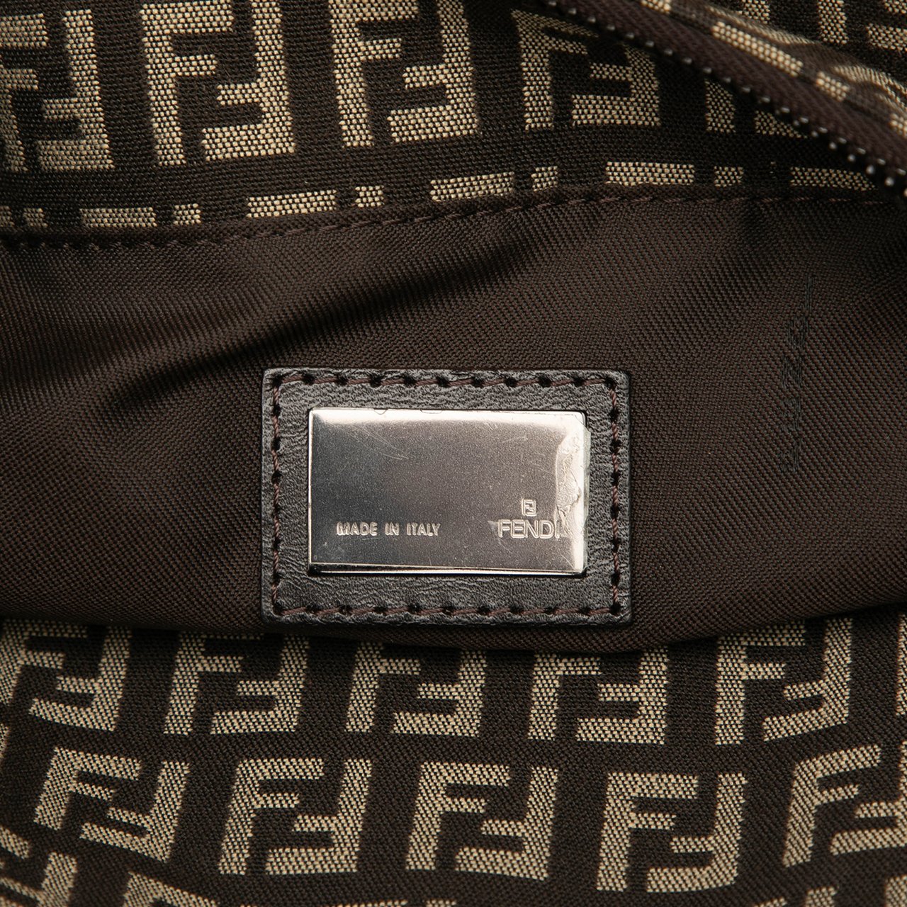 Fendi Zucchino Canvas Tote Bruin