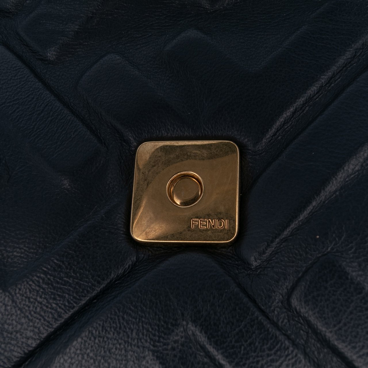 Fendi Large Zucca Embossed Leather Baguette Satchel Blauw
